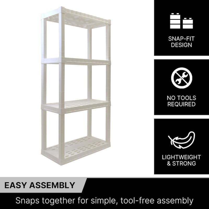 Oskar 4-Tier Heavy Duty Shelving Unit W30 x D14 x H57 Home Storage White