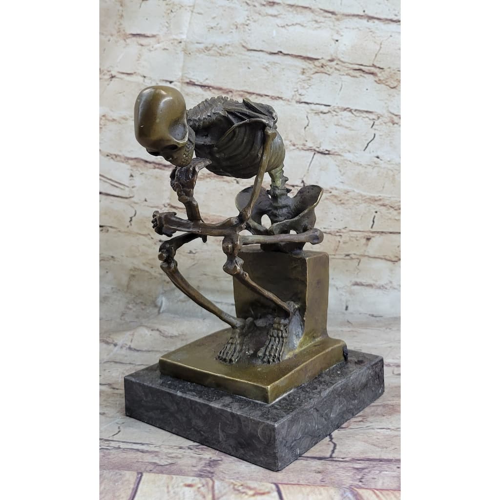 Skeleton Thinker Thinking Man Bronze Statue Sculpture Figure Auguste Rodin 10 Inches X 8 Inches