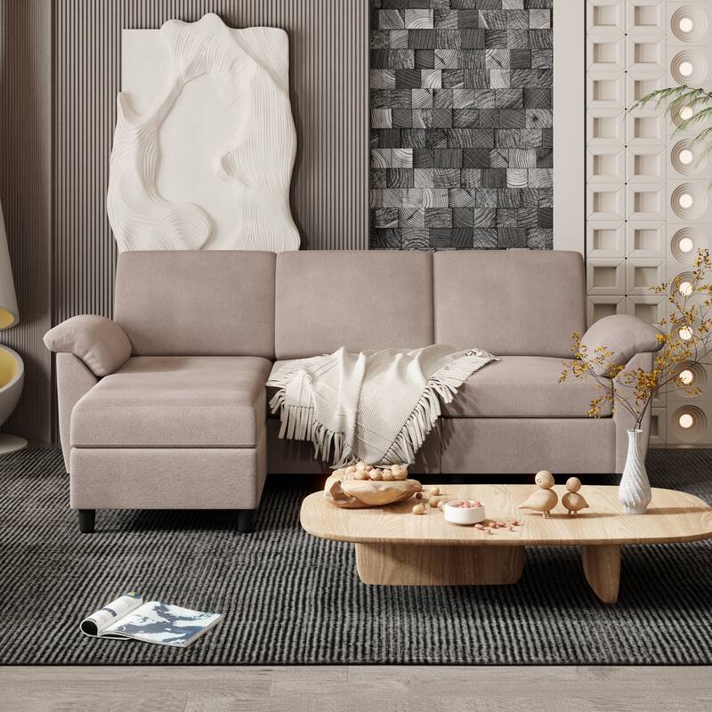 Futzca ​Sectional Sofa Couch, 3 Seat L Shaped Sofa with Removable Pillows
