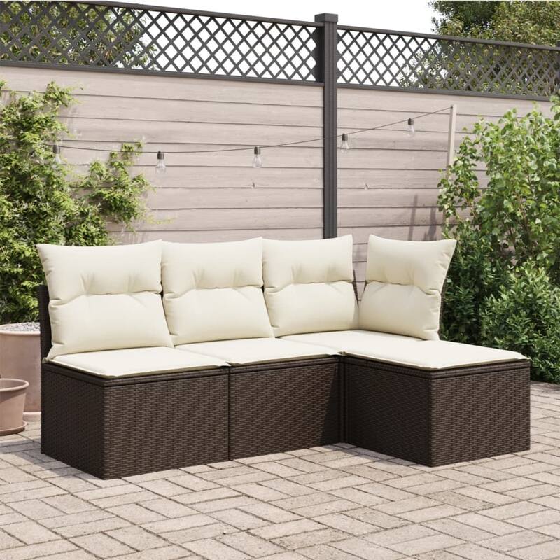 vidaXL Patio Stool with Cushion Ottoman Outdoor Seating Cube Seat Poly Rattan - 21.7 x 21.7 x 14.6
