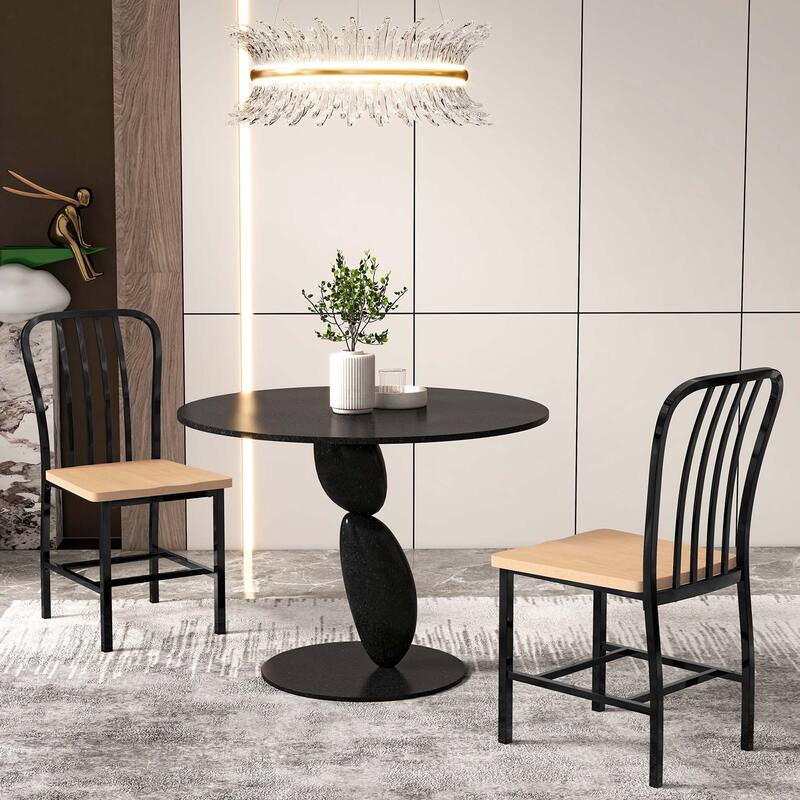 Costway Dining Chairs Set of 2 High Back Navy Chairs Metal Frame - See Details