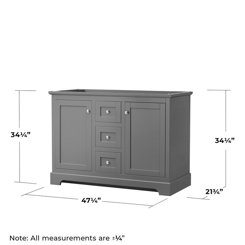 Wyndham Collection Avery 48" Double Free Standing Vanity Cabinet -