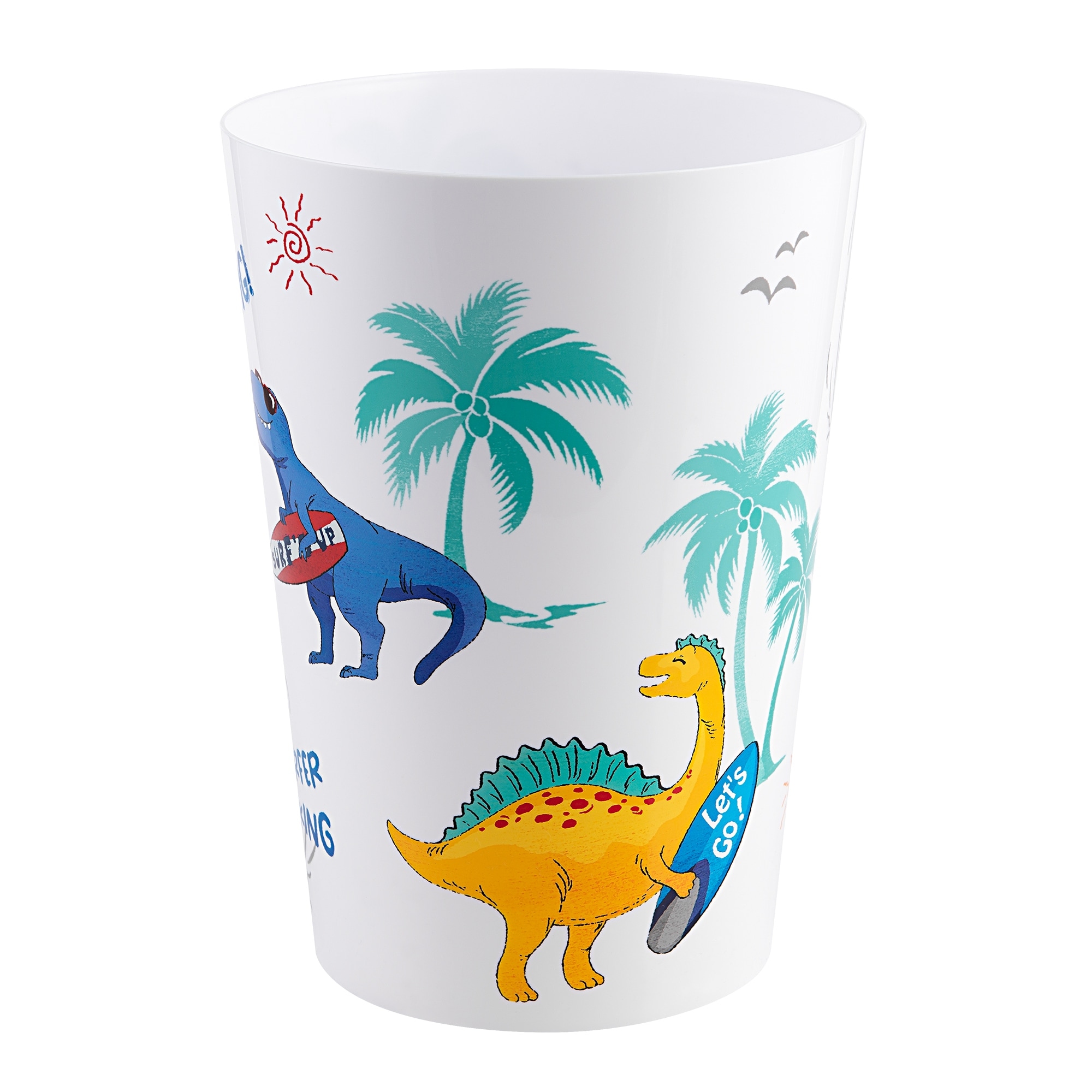 Surfin' Dino Wastebasket - Multi on White