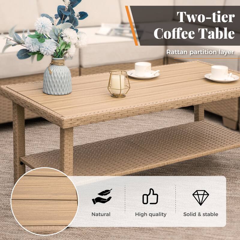 MAISON ARTS Luxury Wicker Patio Conversation Sofa Set with Curved Armrests with Cushions