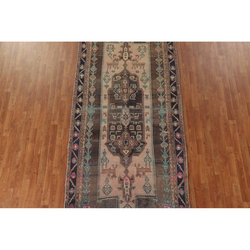 Geometric Ardebil Persian Antique Area Rug Handmade Wool Carpet - 4'8" x 10'4"