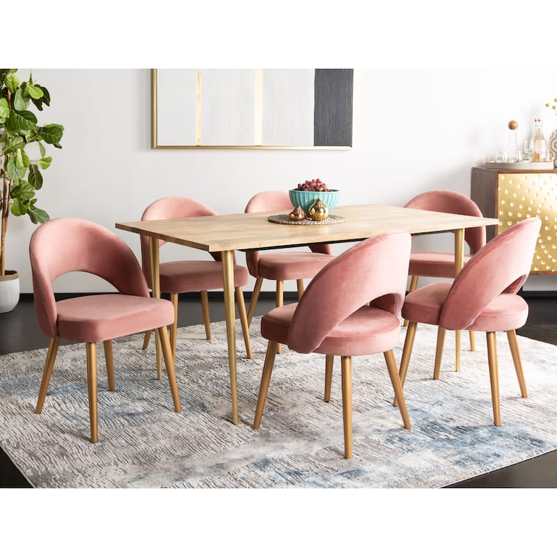 SAFAVIEH Reva Retro Dusty Rose/ Gold Chair (Set of 2) - 21.3" x 24.3" x 31.8" - 21Wx24Dx32H