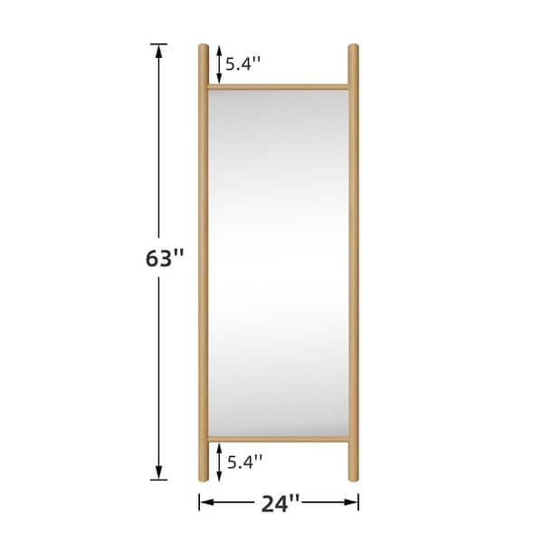 dimension image slide 3 of 6, Wooden Frame Ladder-Style Wall Mirror full length mirror