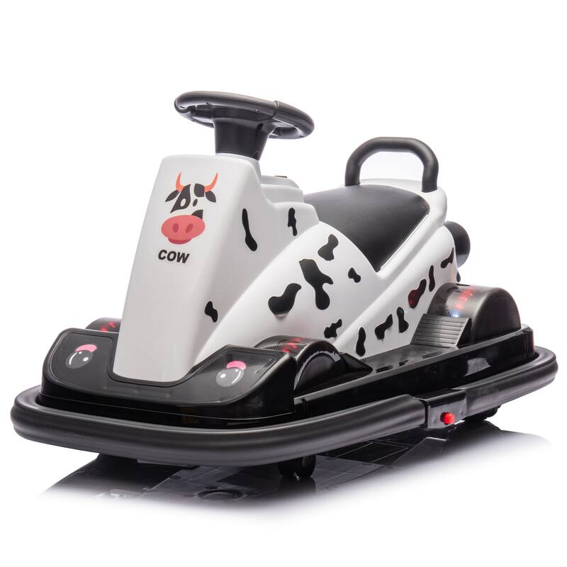 360° Rotating Bumper Car for Kids with LED Wheels and Dual Motors