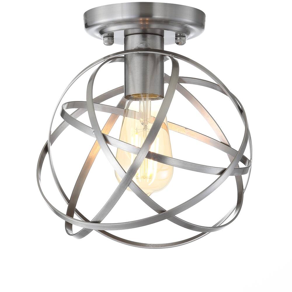 JONATHAN Y Cassidy 8.5" Orb Metal LED Flush Mount