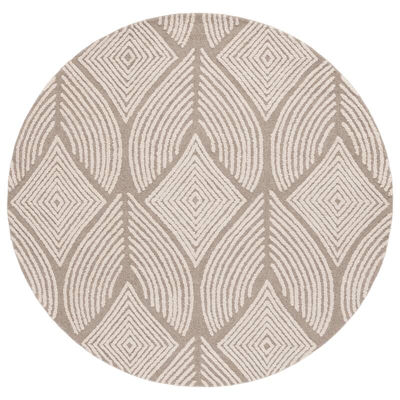 SAFAVIEH Handmade Metro Stjepana Geometric Wool Rug - 6' Round - Beige/Grey