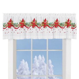 Holiday Cardinals and Poinsettia Arrangement Window Valance - 18 x 0.03 ...
