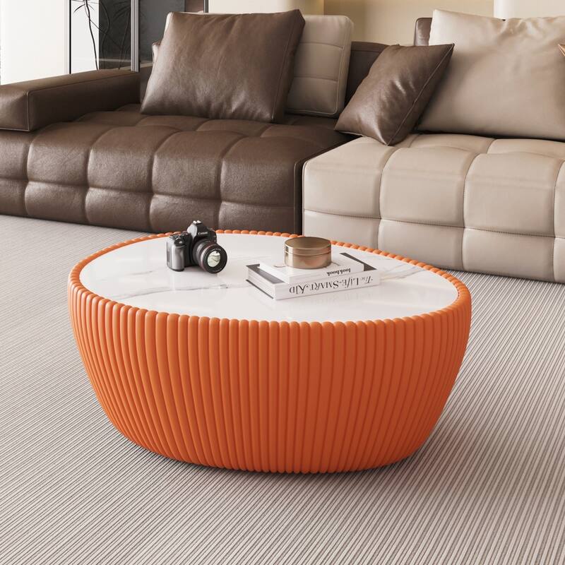 Light Marble Top Goose Eggs Shape Coffee modern Sofa Table for Living Room