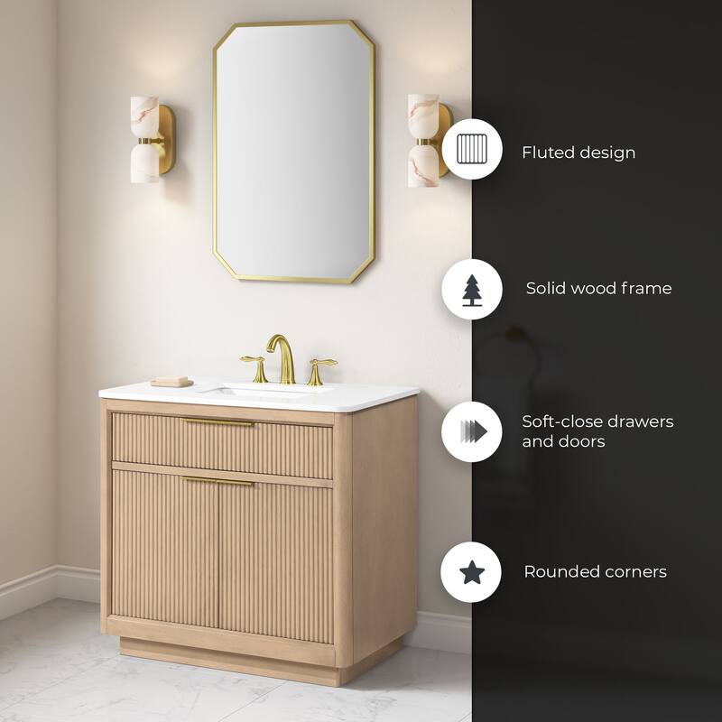 OVE Xander Bathroom Vanity with White Engineered Stone Top