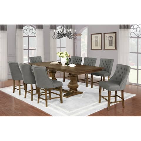 Best Quality Furniture 9-piece Walnut 18" Extension Dining Counter Set