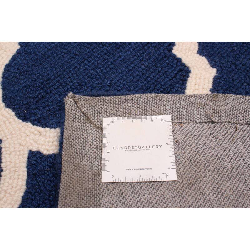 ECARPETGALLERY Hand Tufted Timeless Navy Wool Rug - 7'7 x 9'4