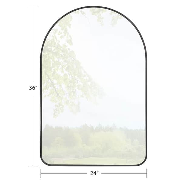 dimension image slide 2 of 7, Modern Thin Frame Wall-Mounted Hanging Bathroom Vanity Mirror
