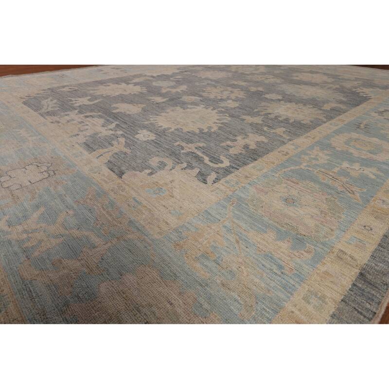 Vegetable Dye Floral Oriental Oushak Turkish Rug Handmade Wool Carpet - 9'5"x 11'9"