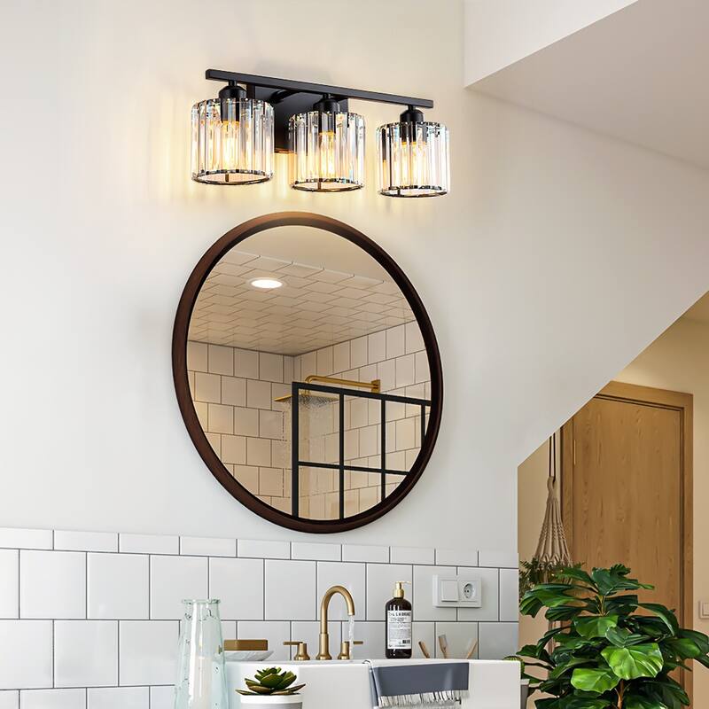 Starsky 3-Light 19inch Modern Bathroom Glass Crystal Vanity Light Wall Sconces