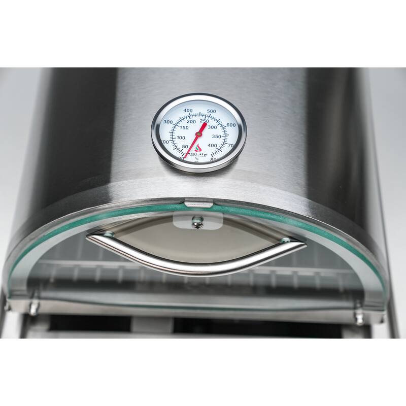 Mont Alpi MASBP Universal Stainless Steel Compact Side Burner Pizza Oven with Built-in Thermometer, Glass Door and Pizza Stone