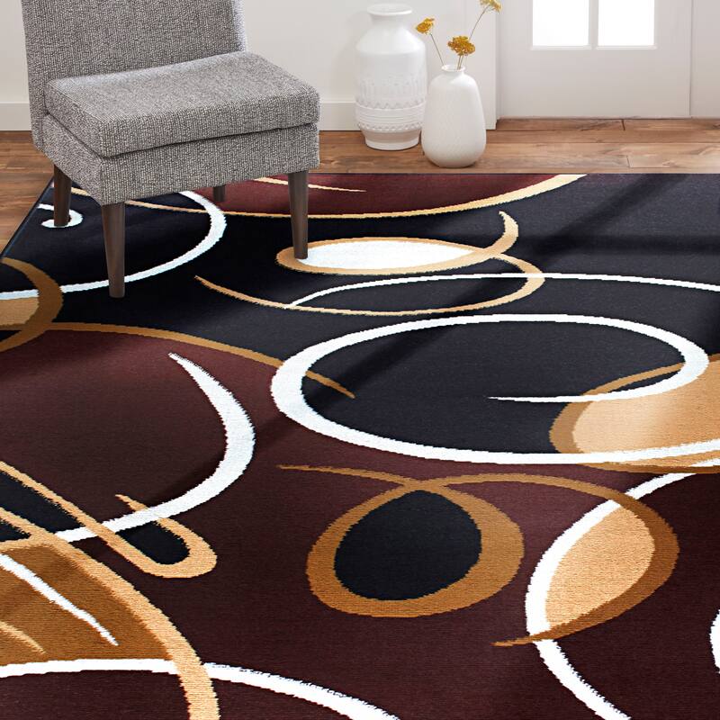 Home Dynamix Premium Loire Contemporary Abstract Area Rug - 3'7"X5'2" - Ebony