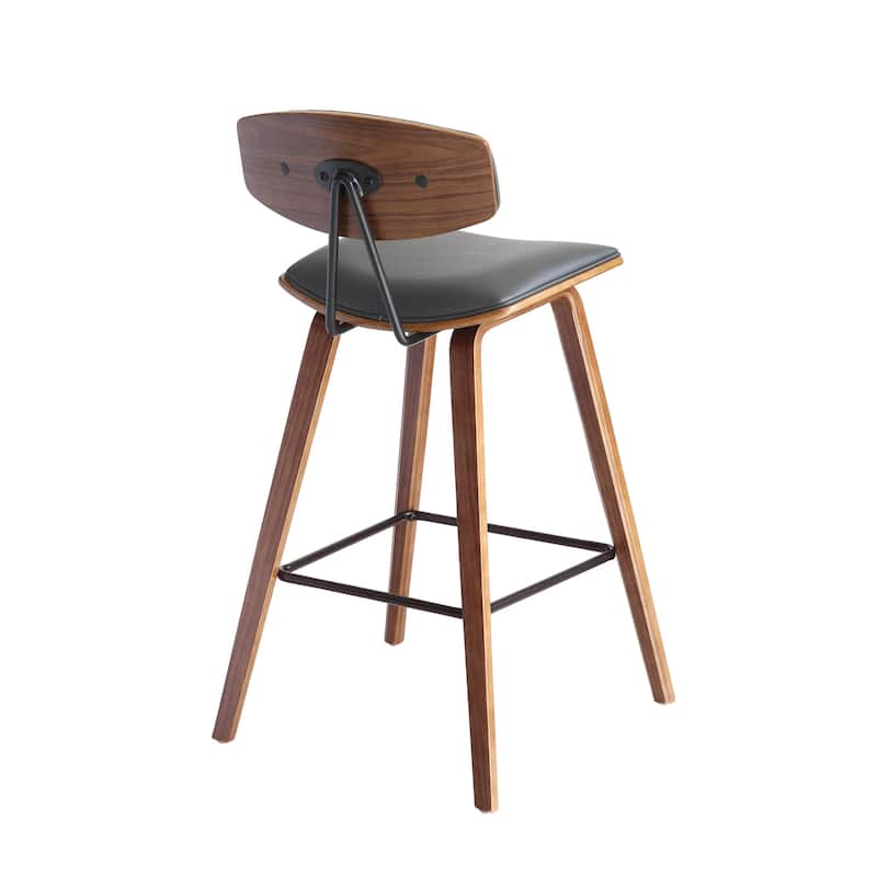 HomeRoots 26" Gray and Brown Fabric and Iron Low Back Counter Height Bar Chair