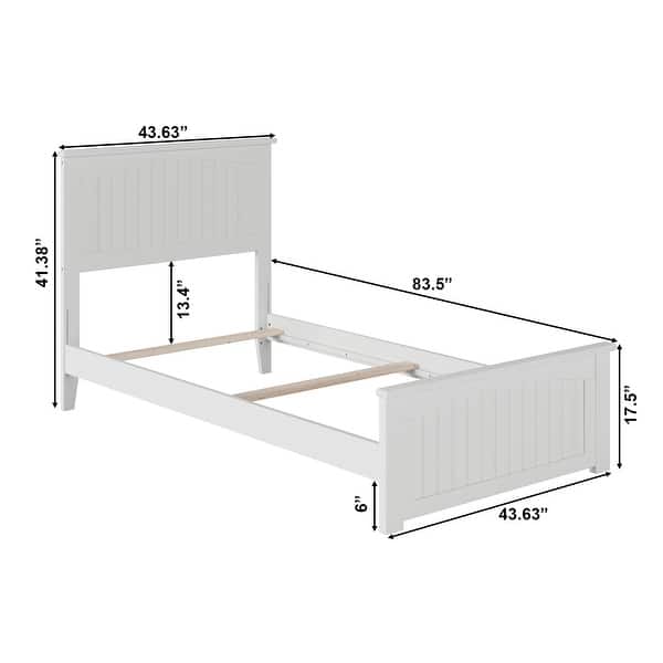 Nantucket Twin XL Platform Bed with Matching Footboard in White On