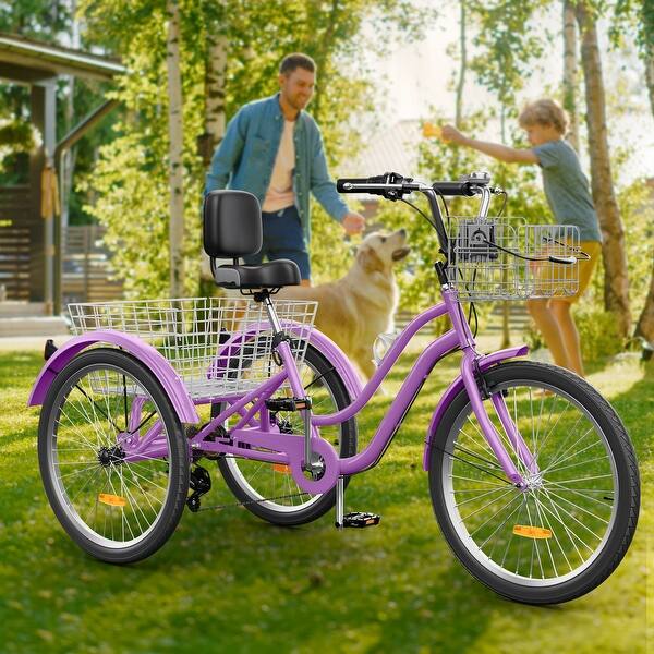 Moasis 26" Adult Tricycle 3 Wheel Bikes 7 Speed Trike Low Step Through Cruiser Bike