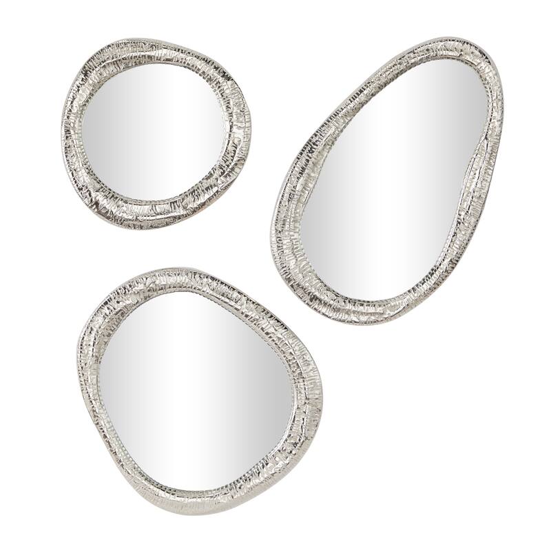 Aluminum Metal Abstract Wall Mirror - Set of 3 Silver or Gold - Roche River Decor