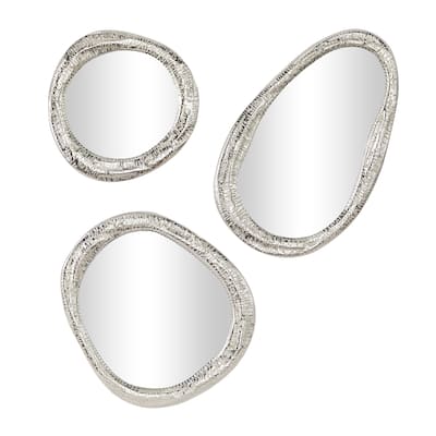 Aluminum Metal Abstract Wall Mirror - Set of 3 Silver or Gold - Roche River Decor