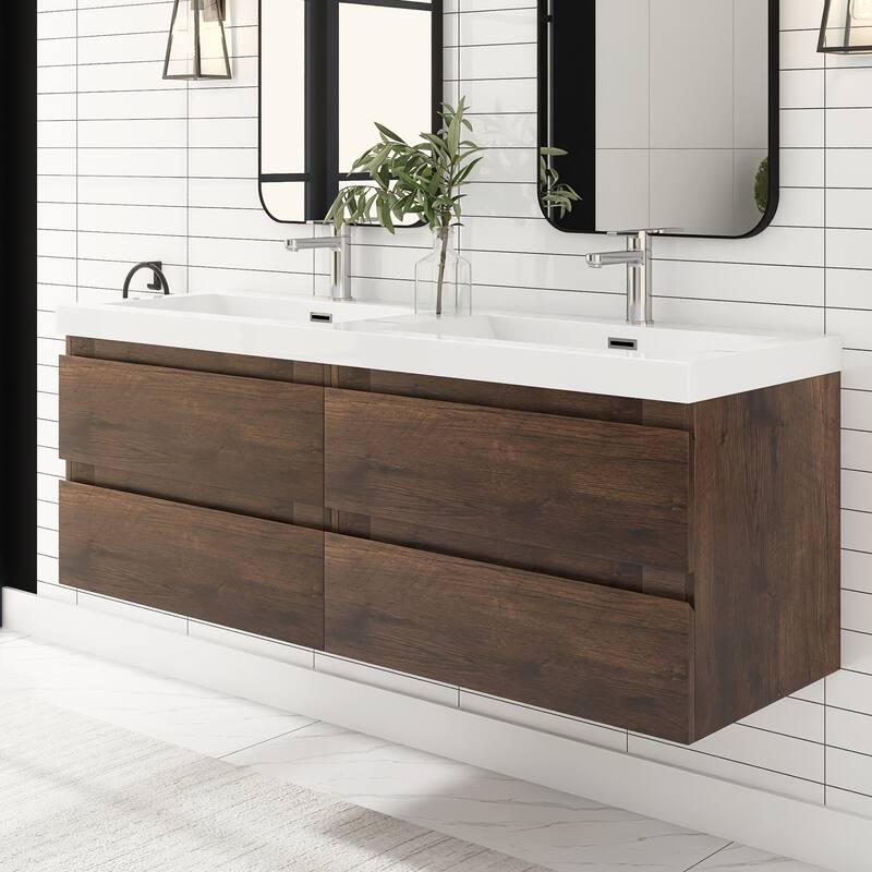 Floating Bathroom Vanity with two Resin Top