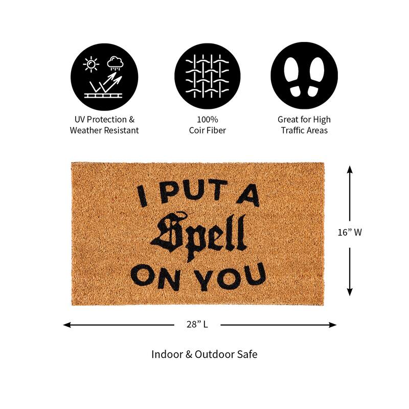16 in. x 28 in. Coir Halloween Greeting "I Put A Spell on You" Door Mat