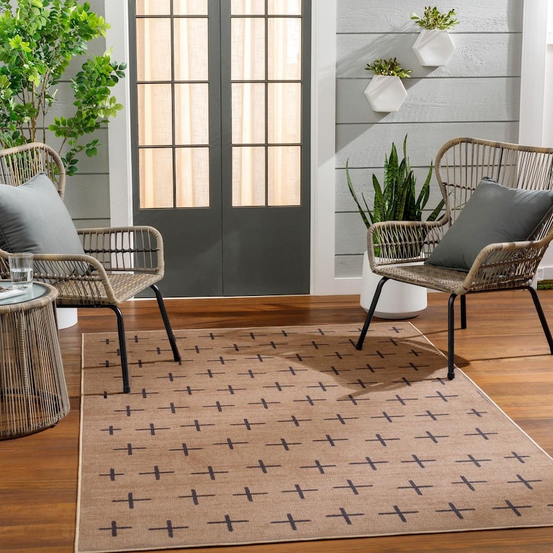 Livabliss Transitional Ez Jute Geometric Washable Area Rug - 3' x 5' - Natural/Grey