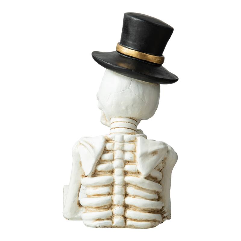 Glitzhome 10.25"H Halloween Lighted Resin Skull Reading Book Figurine Table Decor - Lighted Skull