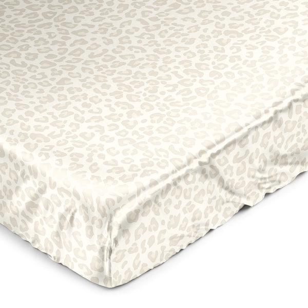 slide 2 of 6, Sweet Jojo Designs Shabby Chic Animal Print Girl Satin Fitted Crib Sheet Ivory Beige Leopard Cheetah Pattern Gold Tan Off White