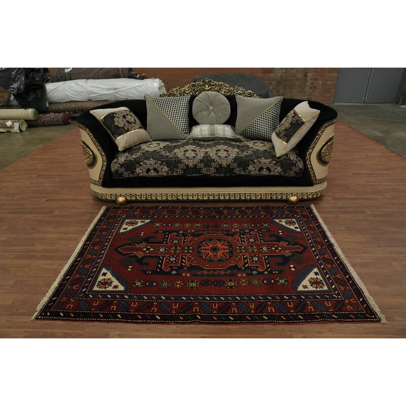 Hand Knotted Oriental 100% Wool Carpet Traditional Medallion Red Kazak Area Rug - 6' 6'' X 4' 4''