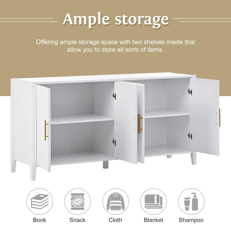 Classic Style Wooden Storage Cabinet - Timeless Design with Metal Handles.