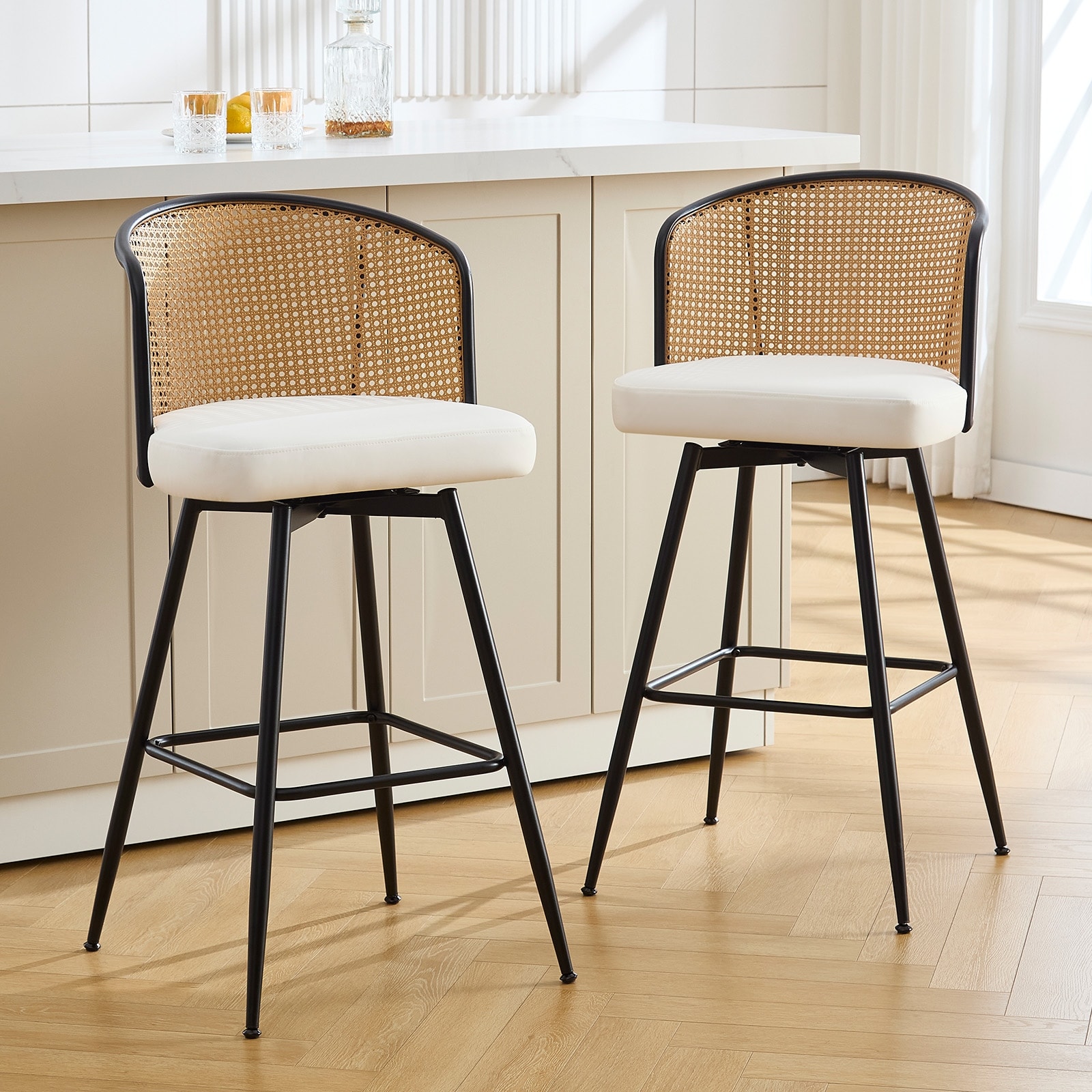 Upholstered Swivel Counter & Bar Stools (Set of 2/3/4)