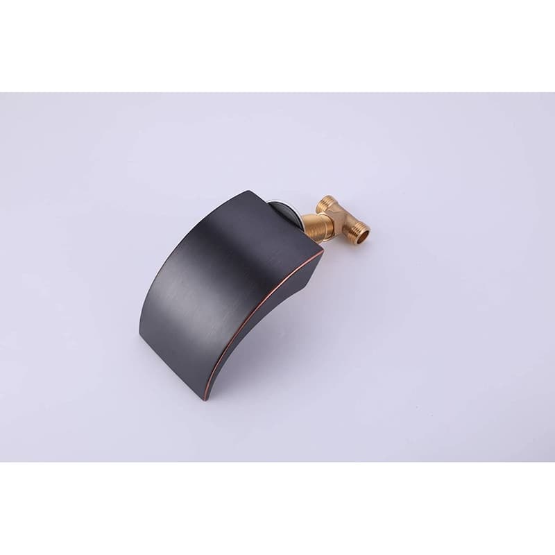 Oil Rubbed Bronze Waterfall Three Holes Two Handles Bathroom Sink Faucet With Pop Up Overflow Drain