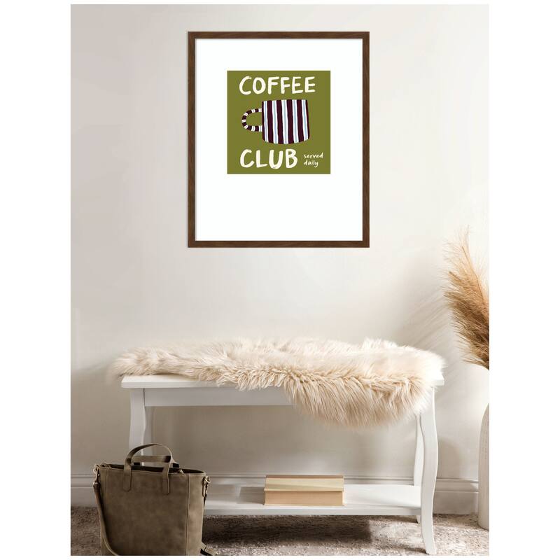 Kate and Laurel Coffee Club Kitchen Sage Green by Lucky Guava Framed Wall Art Print