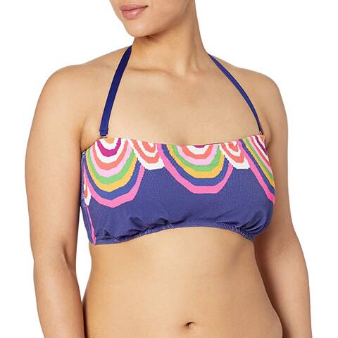 Trina Turk Bandeau Hipster Bikini Swimsuit Top, Ultramarine//Rainbow Swirl, 14