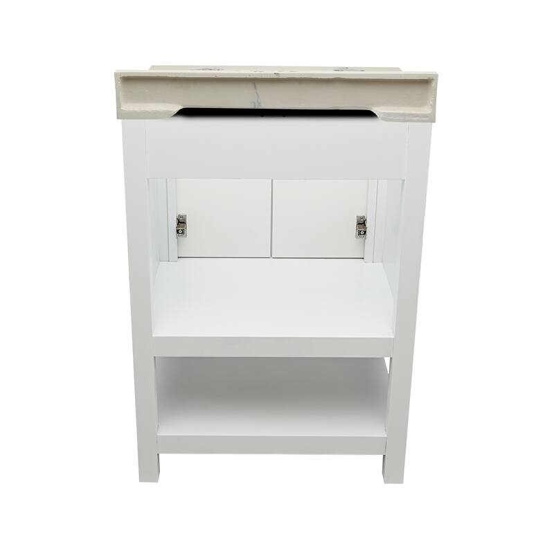 Taos 25" Bathroom Vanity with Cultured Marble Vanity Top Sink in White with White Basin