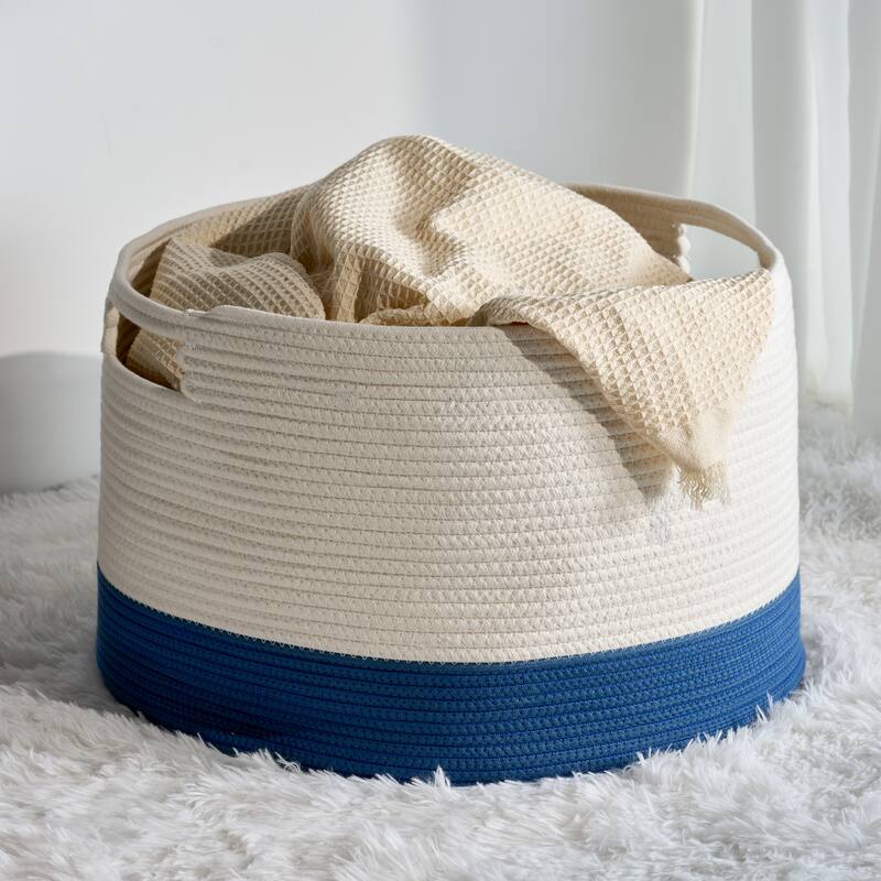 Cotton Round Laundry and Storage Basket - M