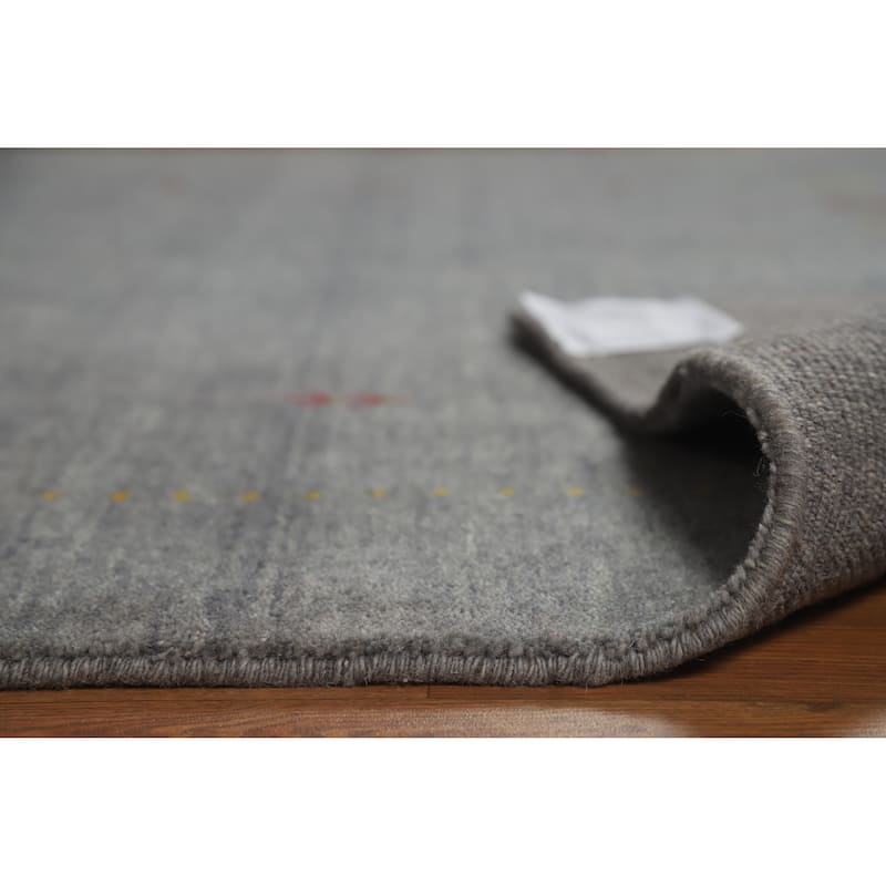 Hand Knotted Oriental 100% Wool Carpet Tribal Animal Pictorial Greys & Charcoal Gabbeh Area Rug - 7' 9'' X 5' 9''