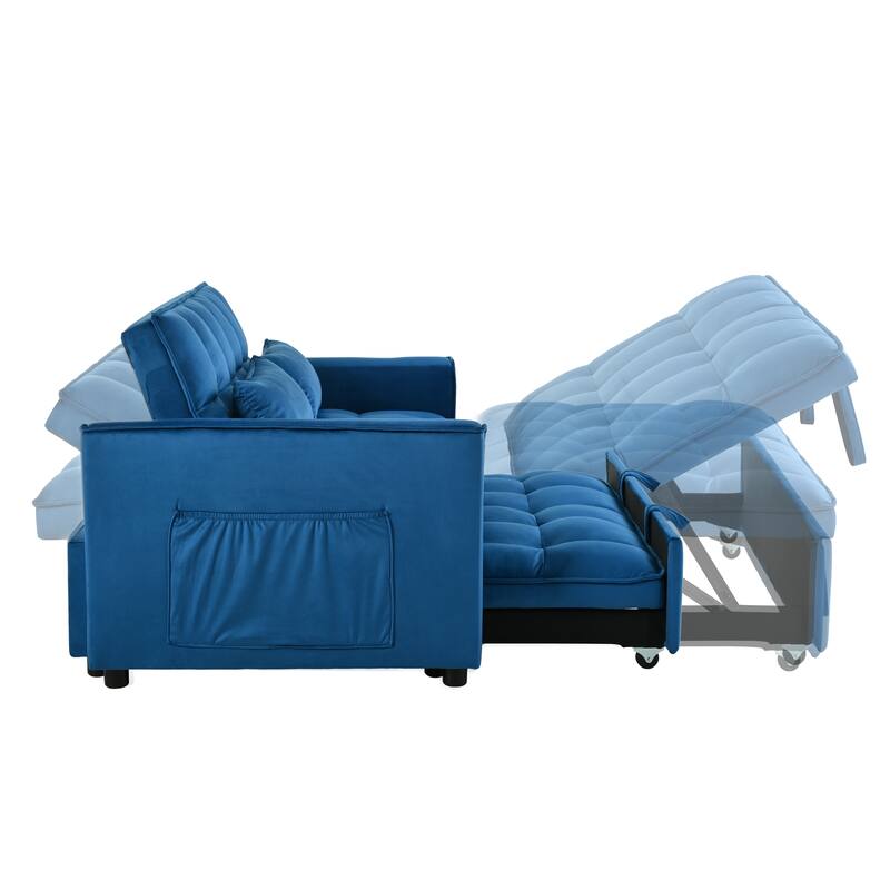 3-in-1 Pull Out Couch Bed with Reclining Backrest and Pillows