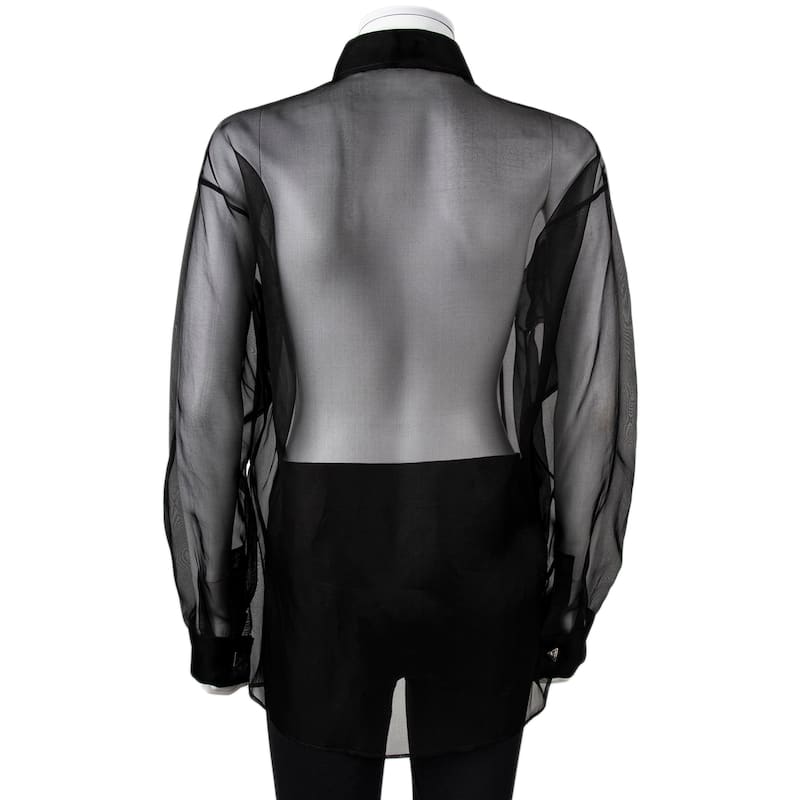 Prada Sheer Organza Shirt with Triangle Logo Cufflinks