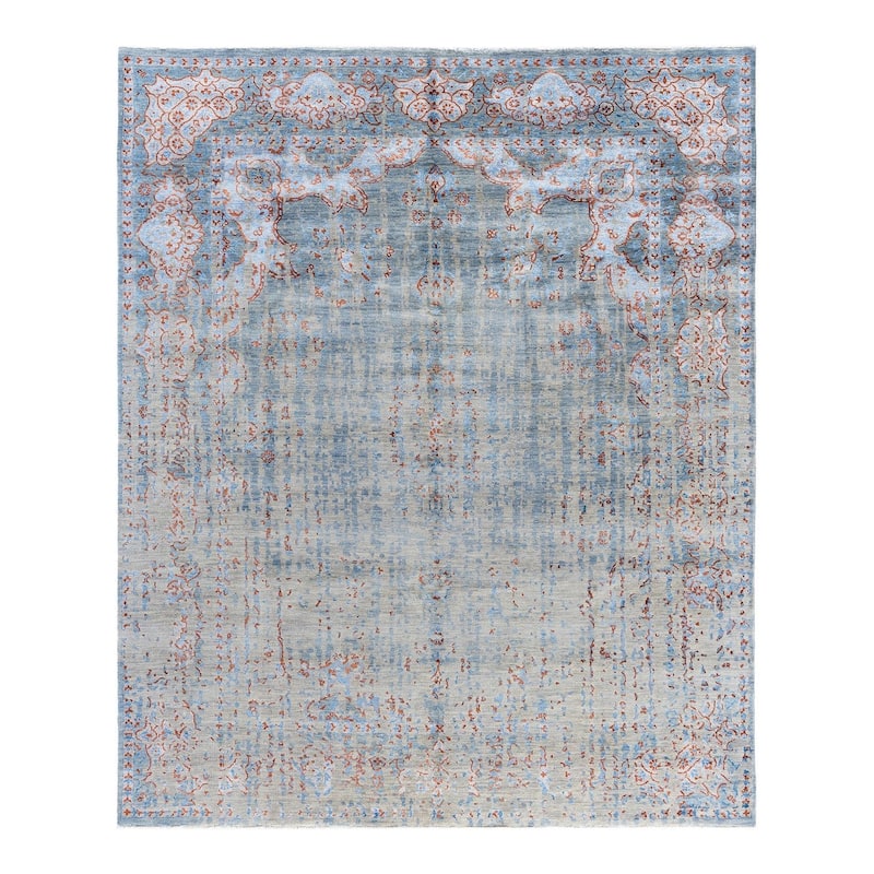 Ikat One-of-a-Kind Hand-Knotted Area Rug, Blue - 8' 1" x 9' 9"