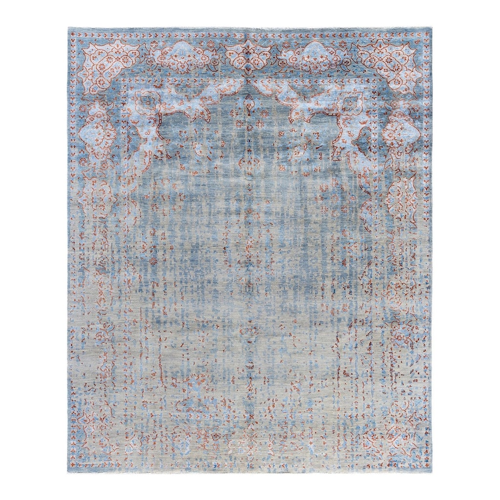 Ikat One-of-a-Kind Hand-Knotted Area Rug, Blue - 8' 1" x 9' 9"