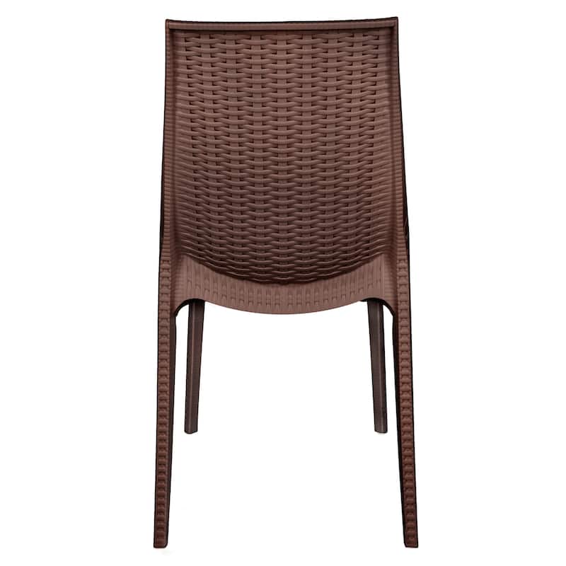 Kent Modern Rattan-Style Stackable Lightweight Dining Chair for Patio and Garden