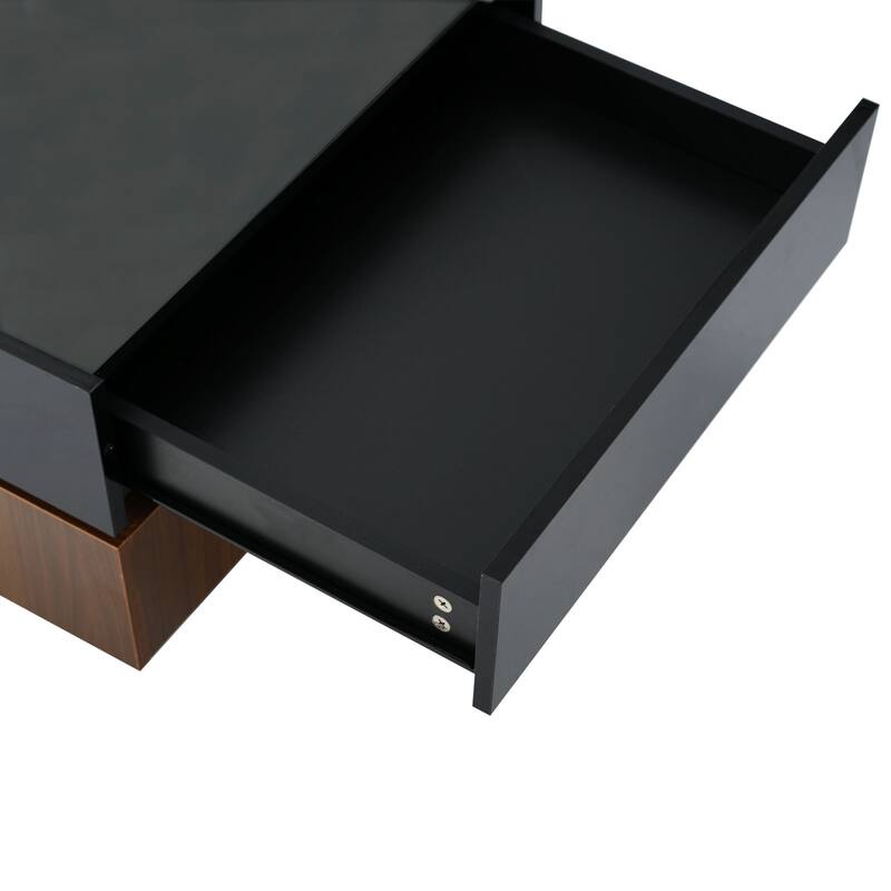 Square 360°Rotating Coffee Table with 2 Drawers