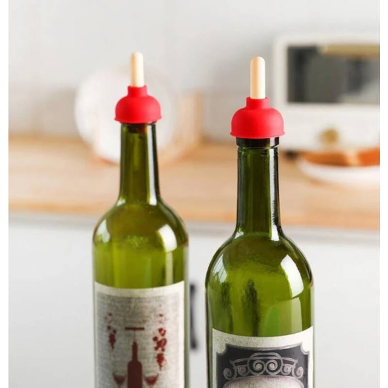 Wine Stopper, Red Toilet Plunger, 2-Pack
